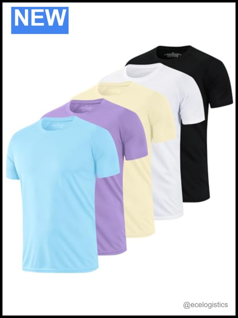 5 Pack Men's Moisture Wicking Quick Dry Athletic T-Shirts